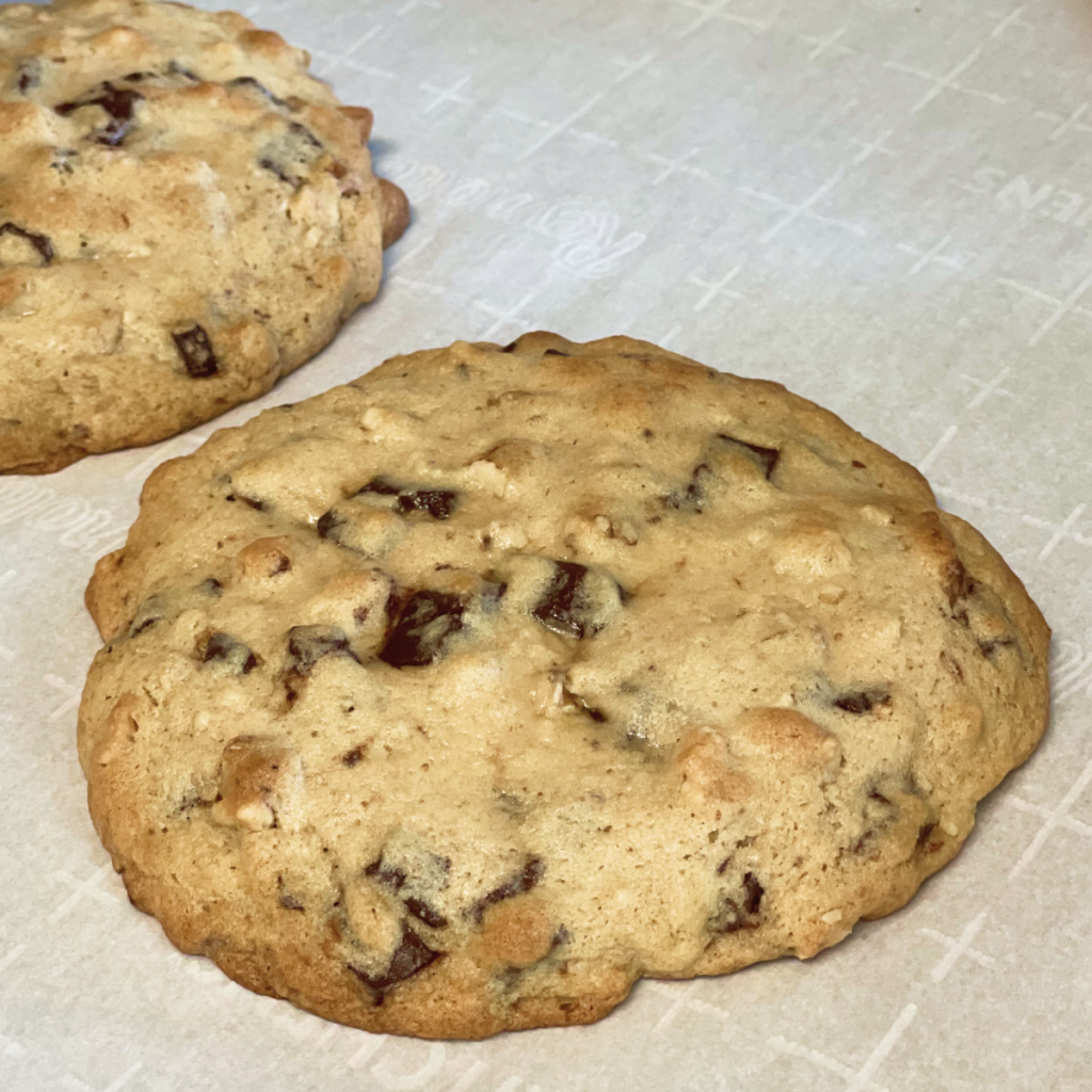Chunky chocolate chip cookies fresh out of the oven